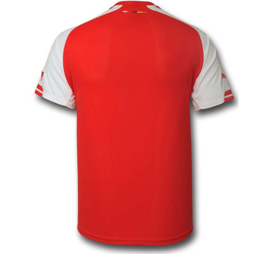 FC Arsenal 2014/2015 Heimtrikot in Rot mit weißen Ärmeln, dynamisches Design für sportliche Fans.