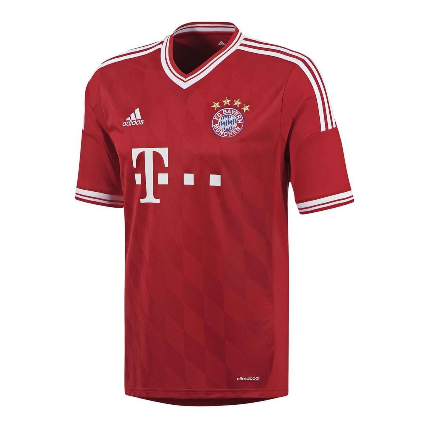 FC Bayern München 2013/2014 Heimtrikot in Rot mit Adidas-Logo und Vereinswappen.