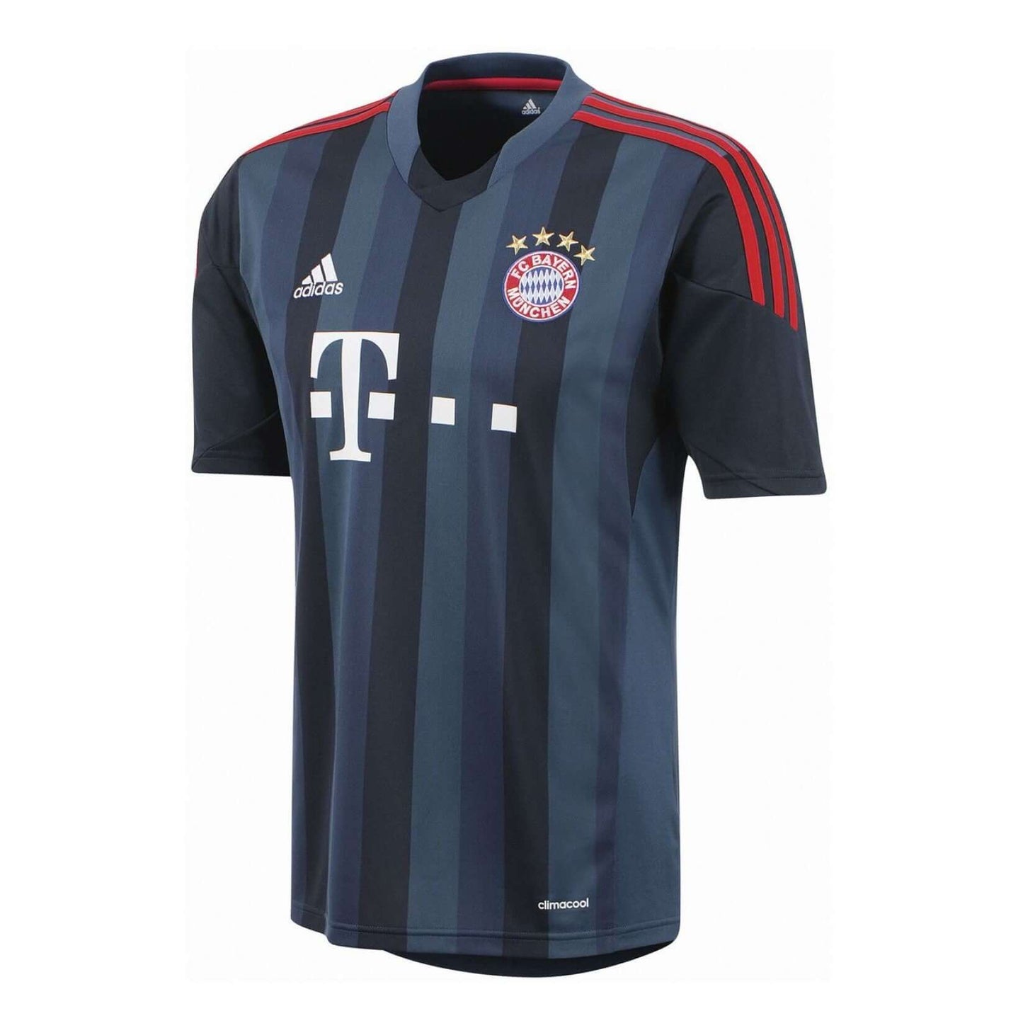 FC Bayern München 2013/2014 Third Trikot in Blau mit roten Akzenten und Vereinslogo von Adidas.