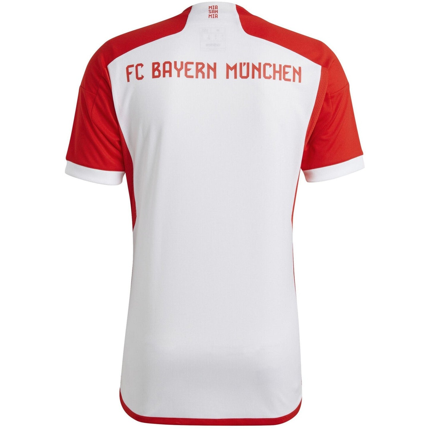 FC Bayern München 2023/2024 Heimtrikot in Weiß-Rot mit roten Ärmeln, inspiriert von Retro-Vereinsdesigns.