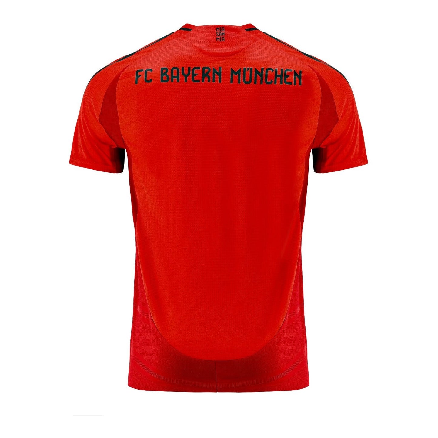 FC Bayern München Heimtrikot 2024/2025 in Rot mit Text und modernen Elementen auf dem Rücken.