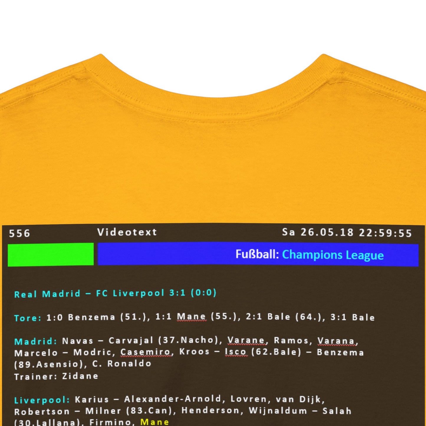 Champions League Finale 2018 Videotext Shirt -  Real Madrid vs FC Liverpool