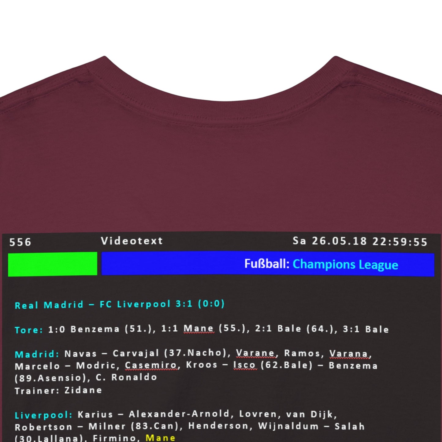 Champions League Finale 2018 Videotext Shirt -  Real Madrid vs FC Liverpool