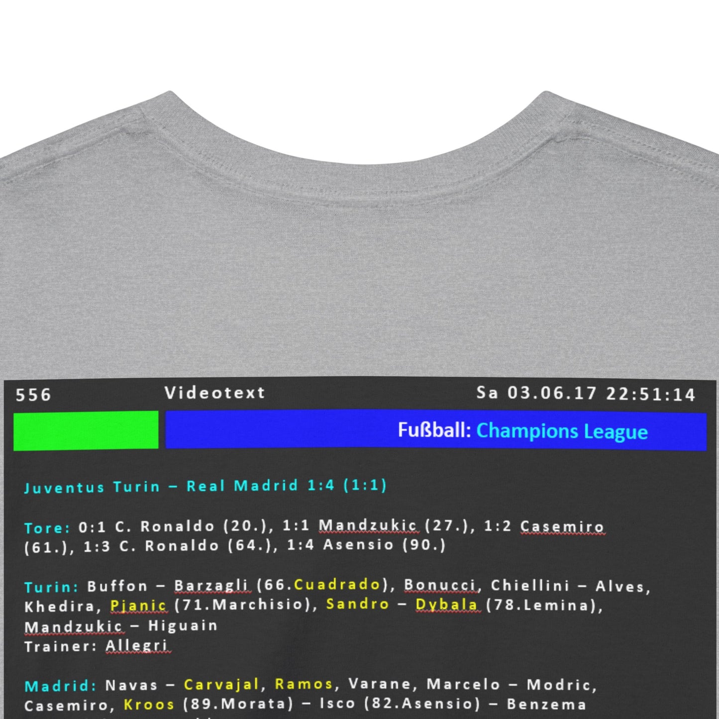 Champions League Finale 2017 Videotext Shirt -  Juventus Turin vs Real Madrid