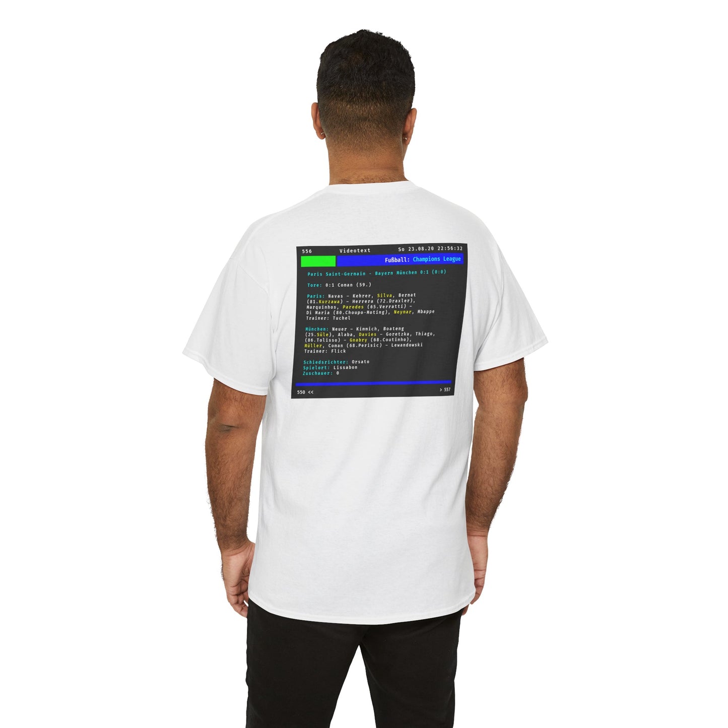 Videotext Shirt - Champions League Finale 2020 FC Bayern München vs Paris Saint-Germain with classic back print.