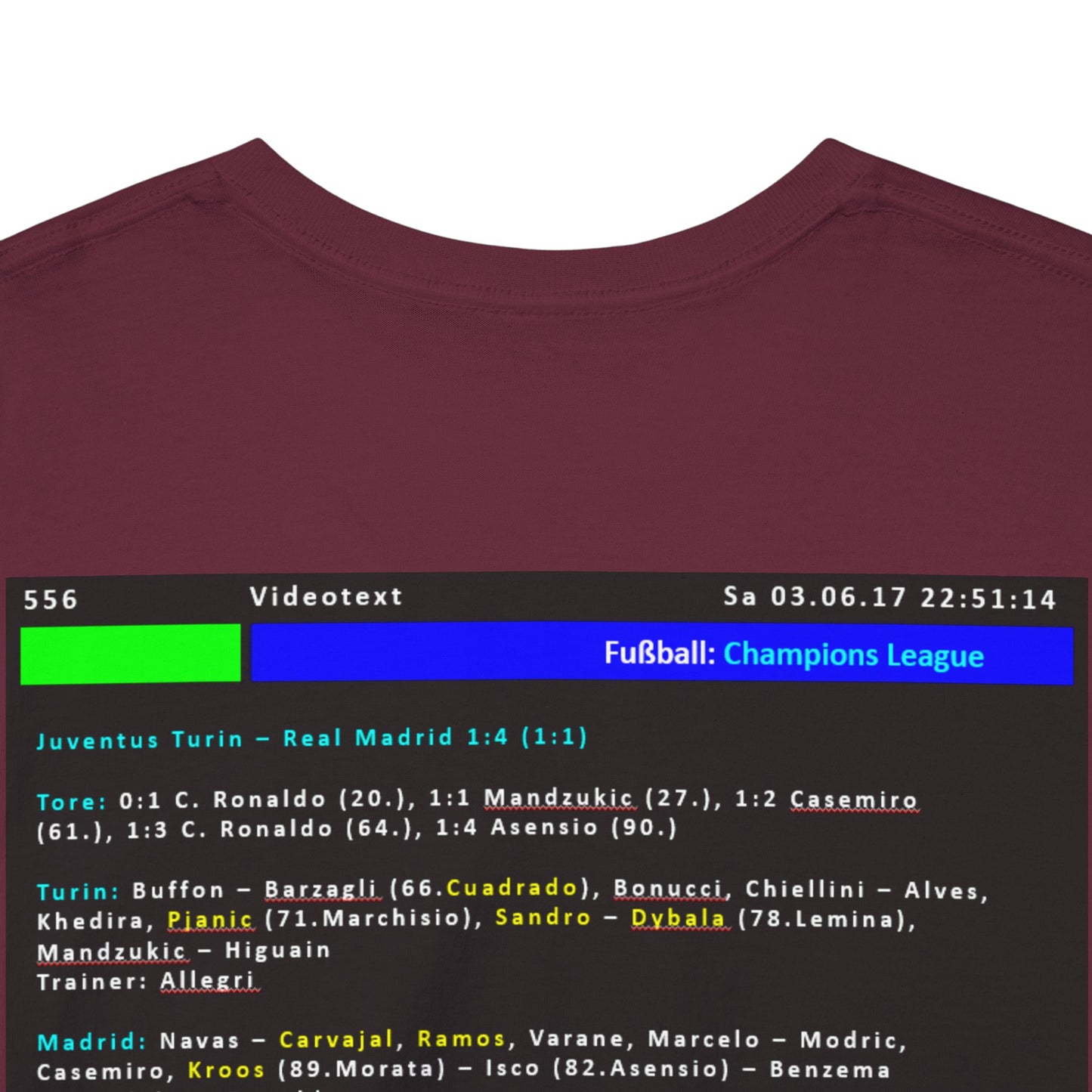 Champions League Finale 2017 Videotext Shirt -  Juventus Turin vs Real Madrid